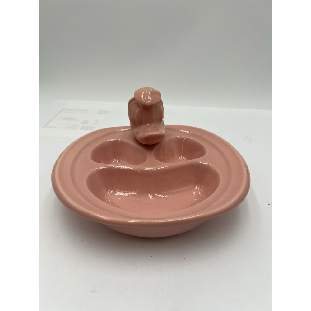Vintage Pink Ceramic Baby Food Warmer Donald Duck Head Mismatched/Unknown Set